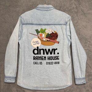 ZARA Men XL Light Wash Denim Shirt Jacket Dnwr Ramen House Streetwear boho